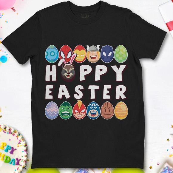 Marvel Super Heroes Easter Avengers Eggs Happy Easter Basket T-Shirt Unisex - Picture 1 of 2